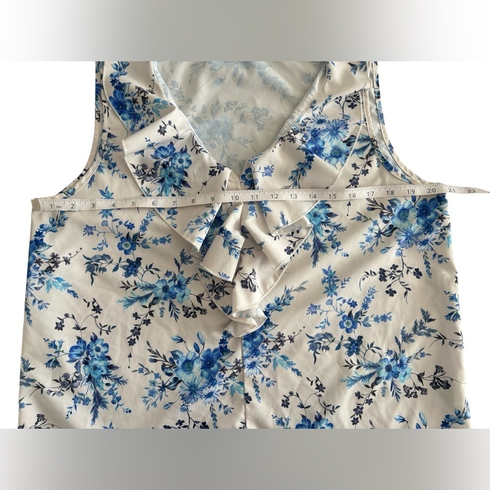 SHEIN Blue Floral Ruffle Blouse - Picture 5 of 5